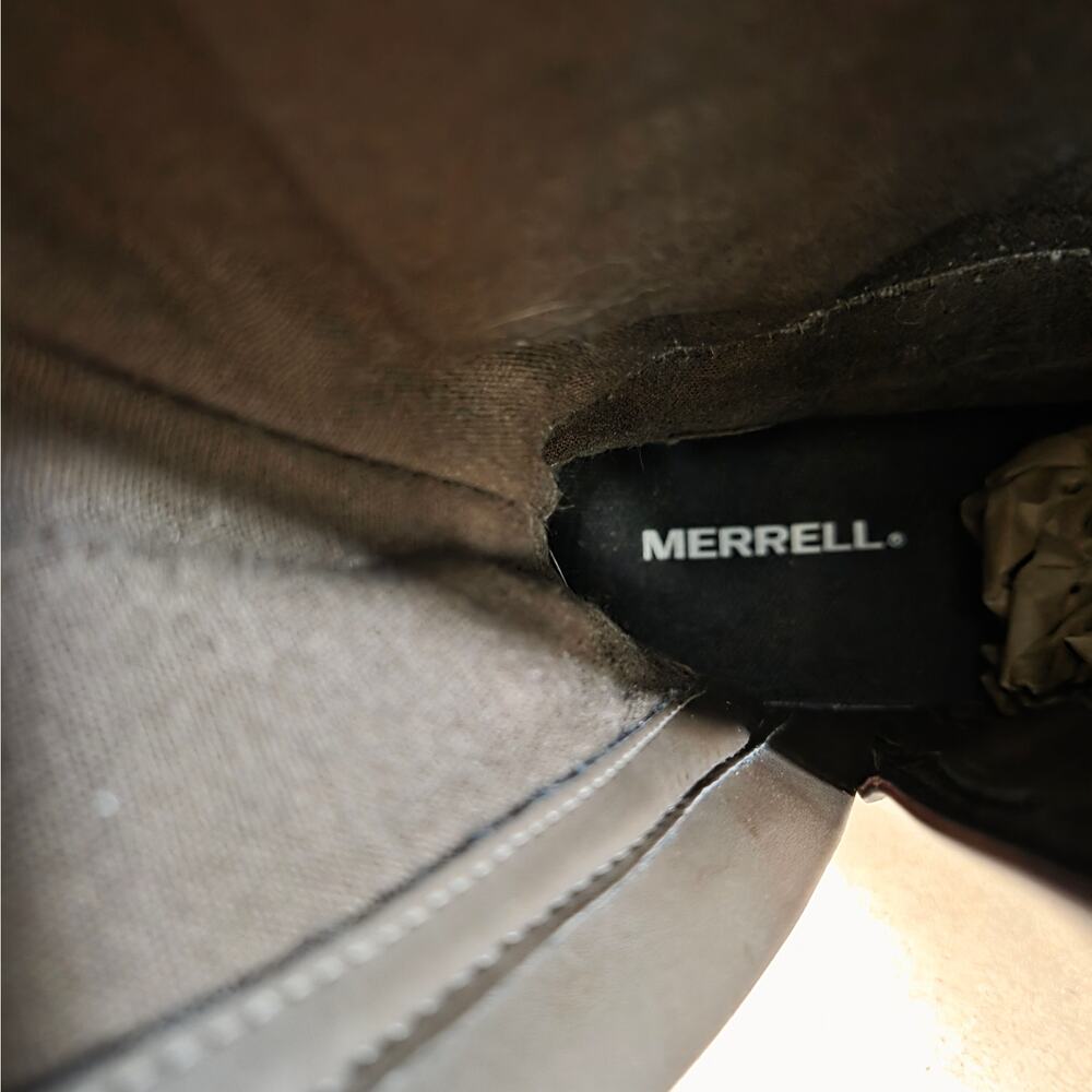 Merrell Waterproof Tan Leather Zip Up Mid Calf Boots Gorpcore Outdoors 9.5 VGUC - Picture 10 of 15